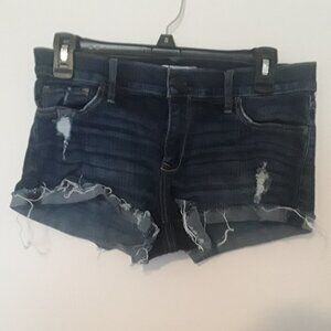 Ladies Abercrombe & Fitch NY Size 6 W28 Distreesed Dark Blue Jean Shorts